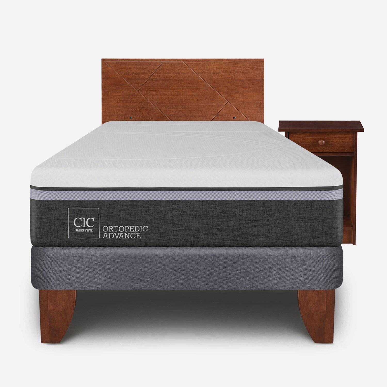 Cama Europea 1.5 Plazas Ortopedic Advance + Set Villarrica