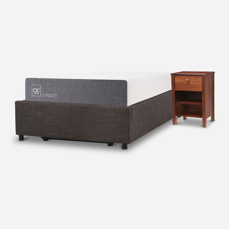 Cama Space Box 1,5 Plazas Smart + Velador Torino Caramel 