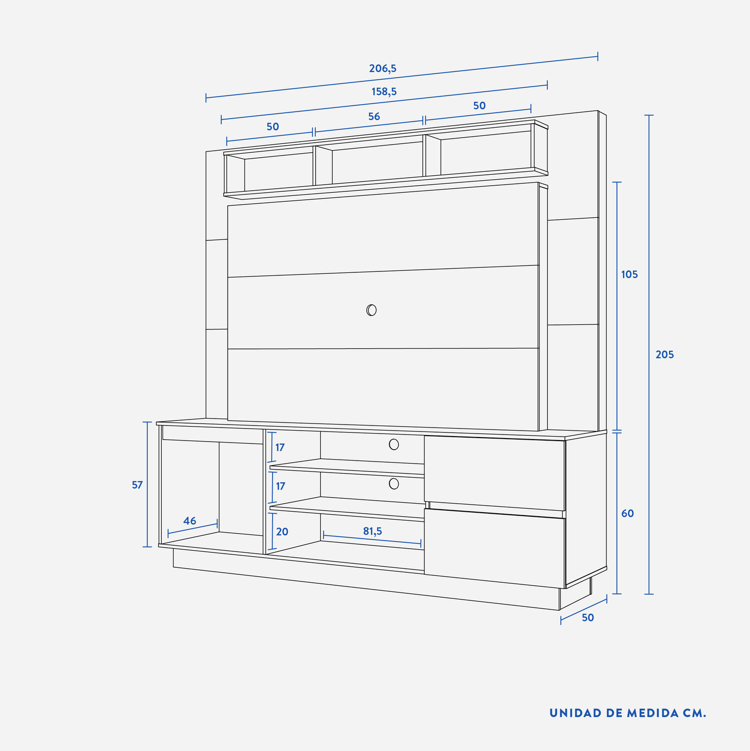 Home Tv 75" 1 Puerta 2 Cajones Nash