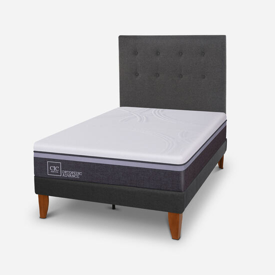 Cama Europea Curve 1.5 Plazas Ortopedic Advance + Respaldo Éufrates