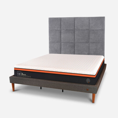 Cama Europea Curve King Bee Comfort + Respaldo T&aacute;mesis