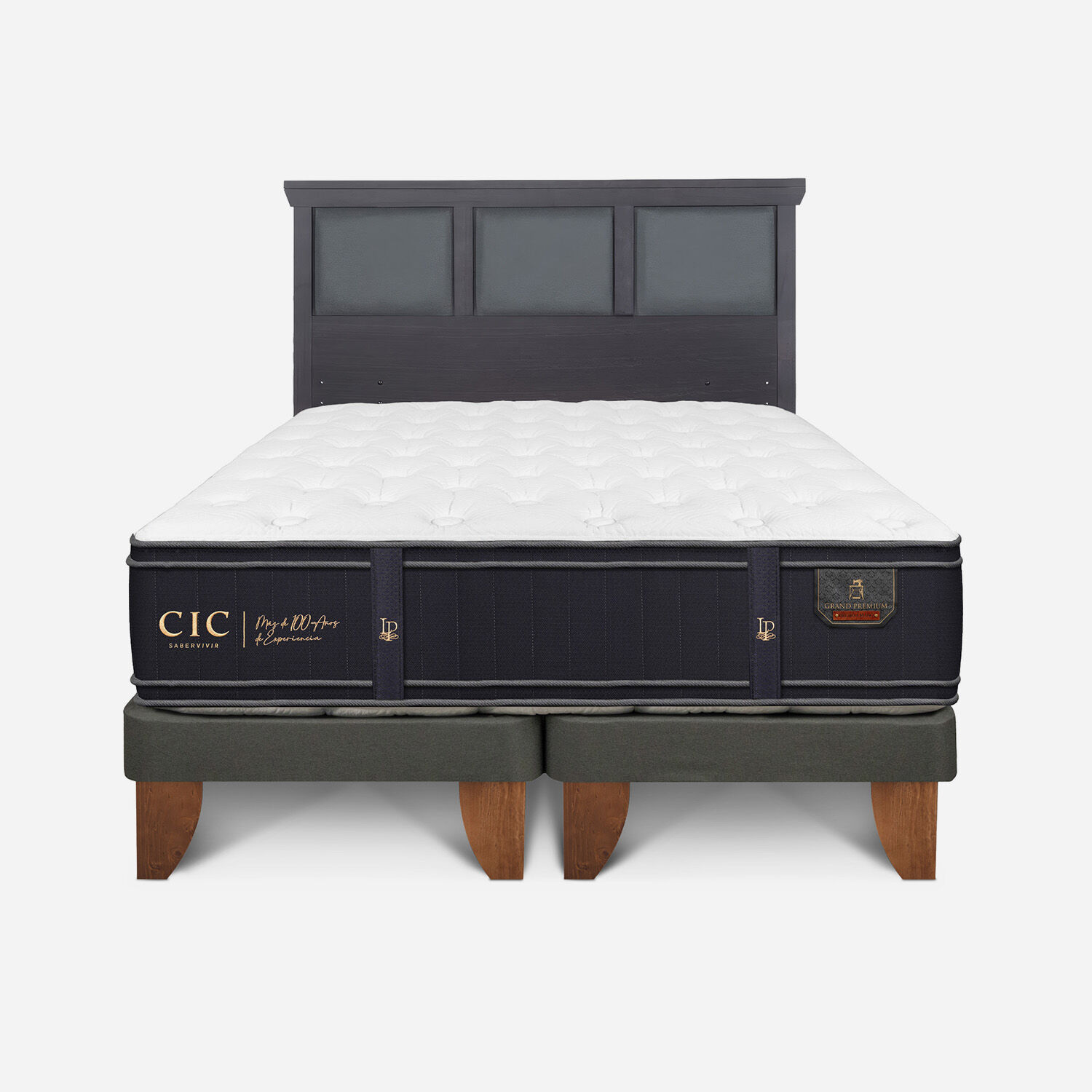 Cama Europea King Grand Premium + Respaldo Torino Negro