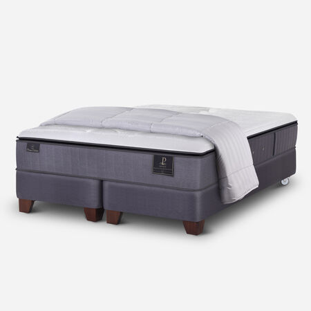 Box Spring 2 Plazas Premium Base Dividida + Plum&oacute;n