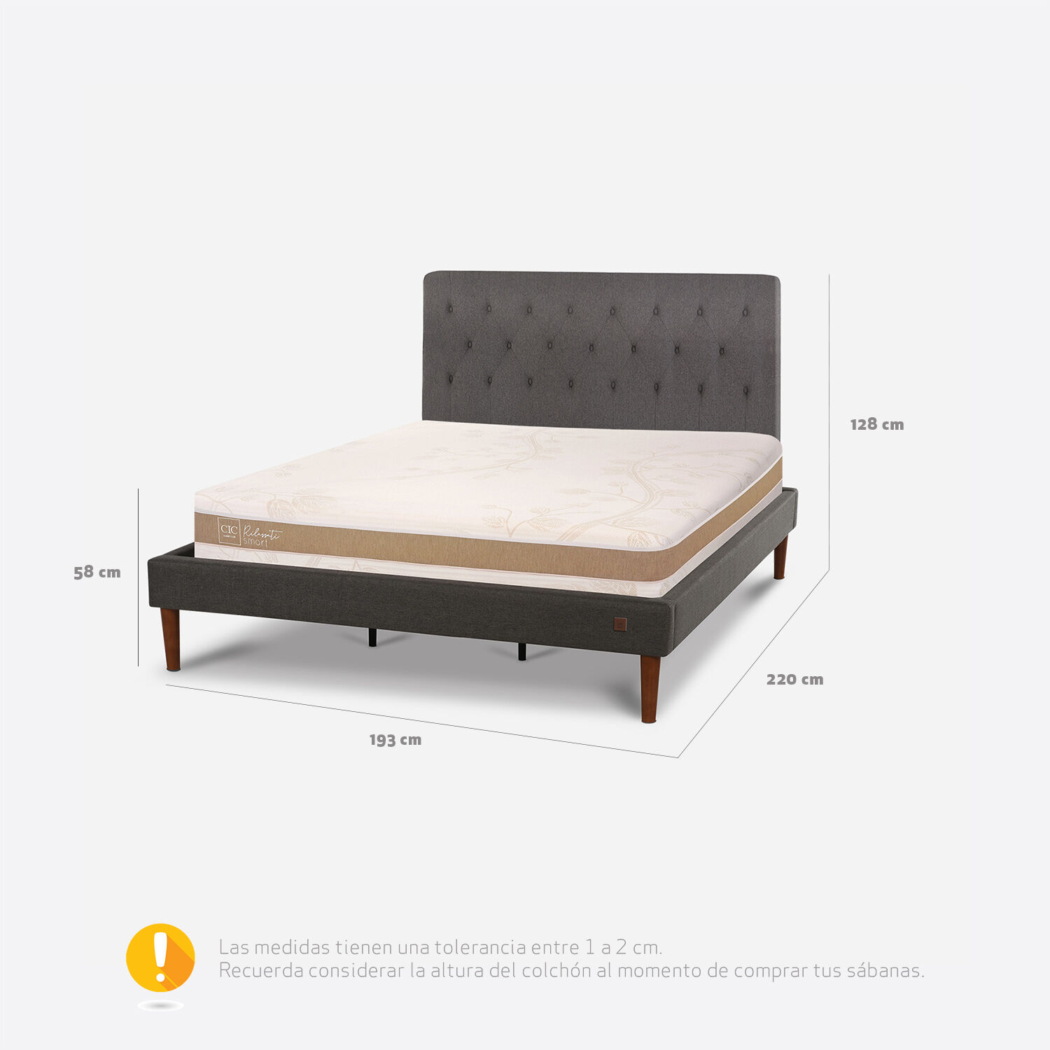 Cama Europea Curve King Rilassati Infinity + Respaldo Kavery 