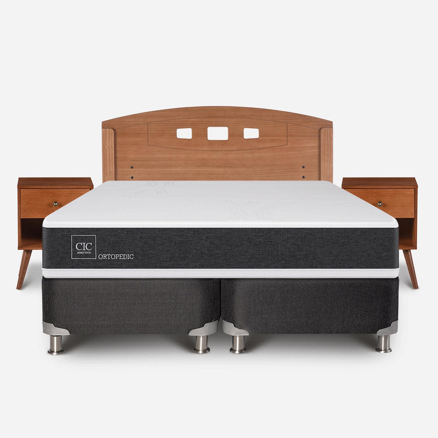 Box Spring 2 Plazas Ortopedic Base Dividida 5 Zonas + Set Gales Caramel