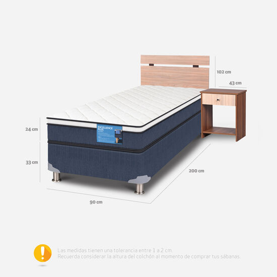 Cama Americana 1 Plaza Excellence Plus + Set Olmo