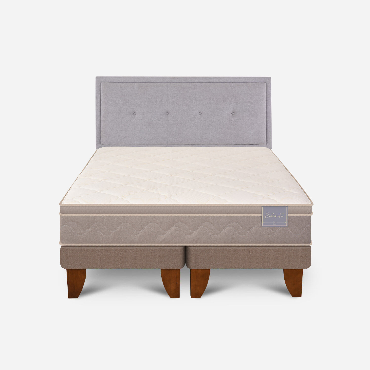 Cama Europea 2 Plazas Rilassati Base Dividida + Respaldo Ganges