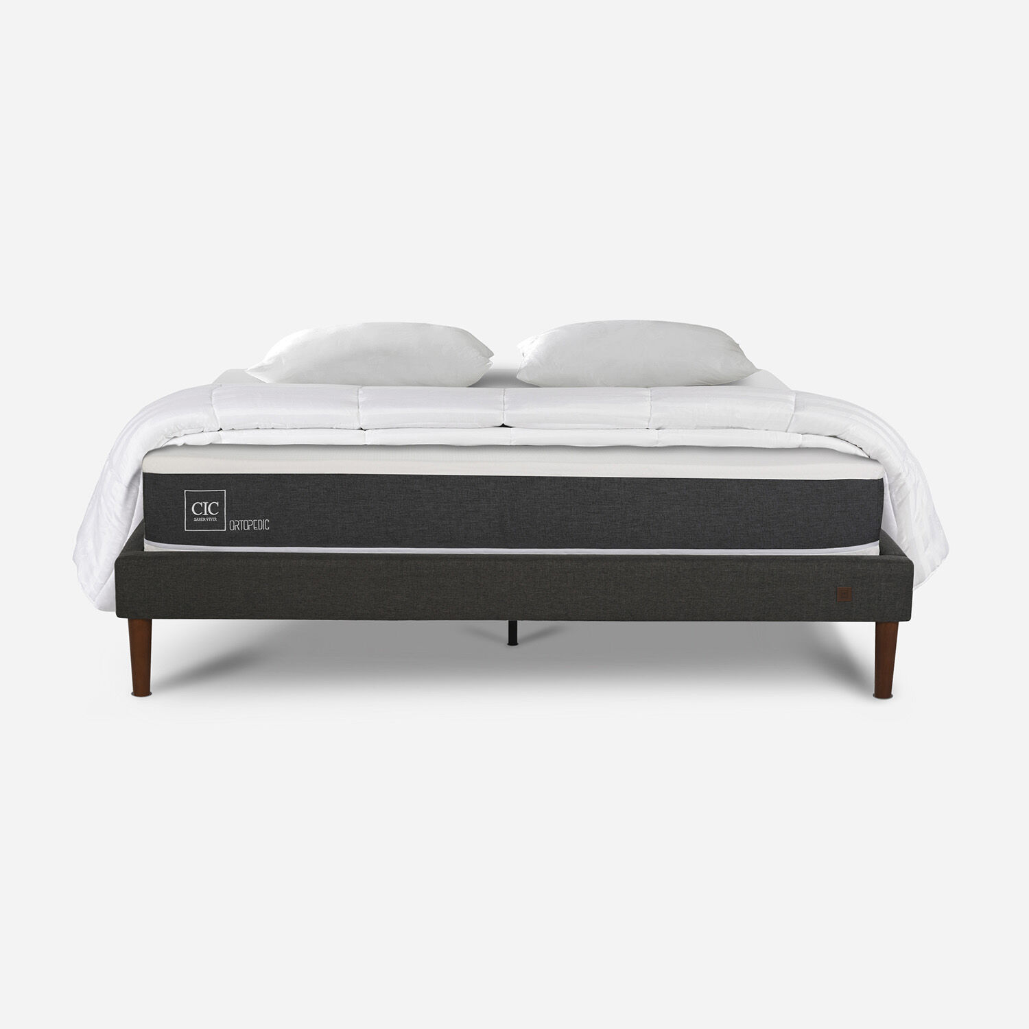 Cama Europea Curve 2 Plazas Ortopedic + Almohadas + Plumón