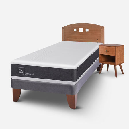 Cama Europea 1,5 Plazas Ortopedic + Set Gales Caramel