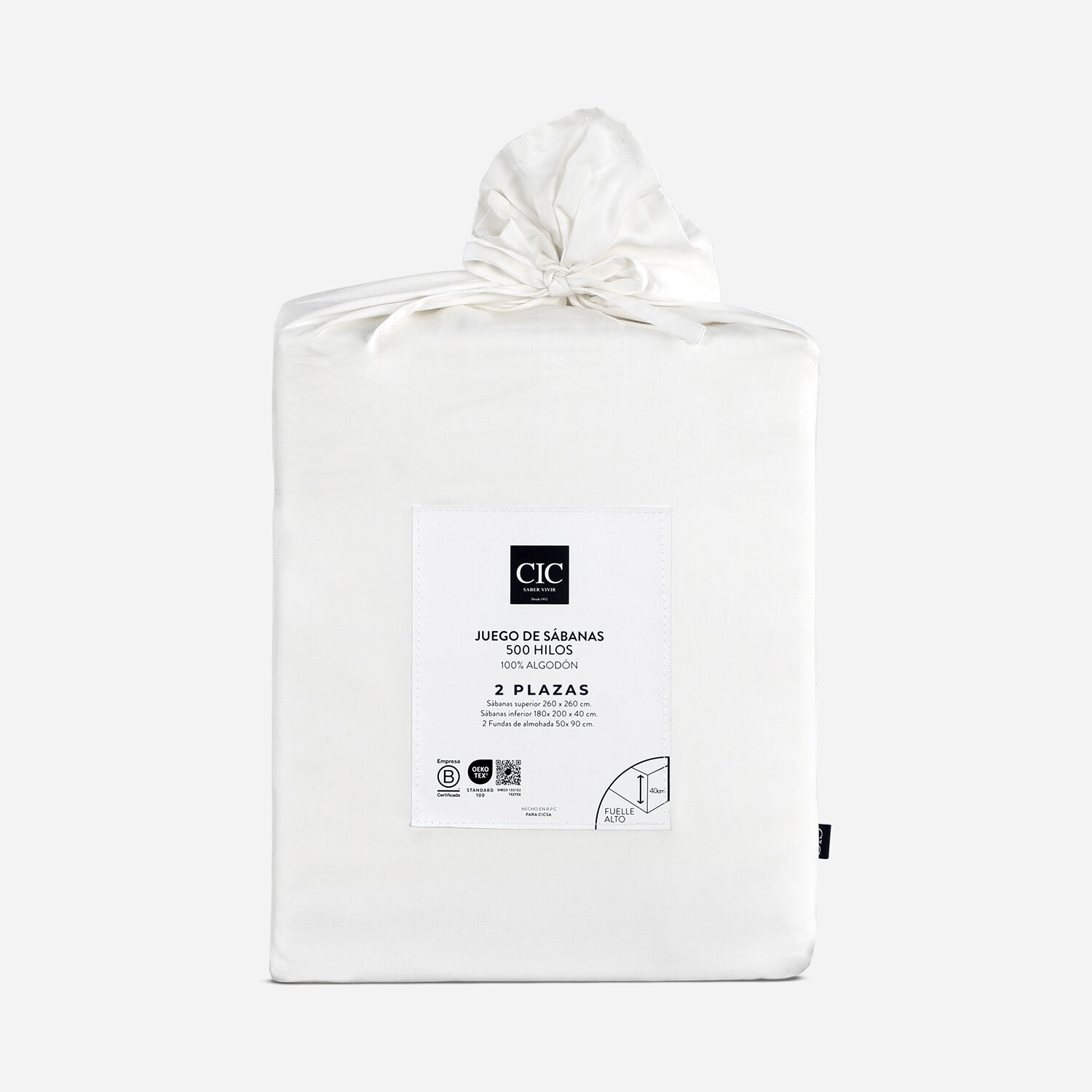 S&aacute;banas 2 Plazas 500 Hilos Lisa Blanco