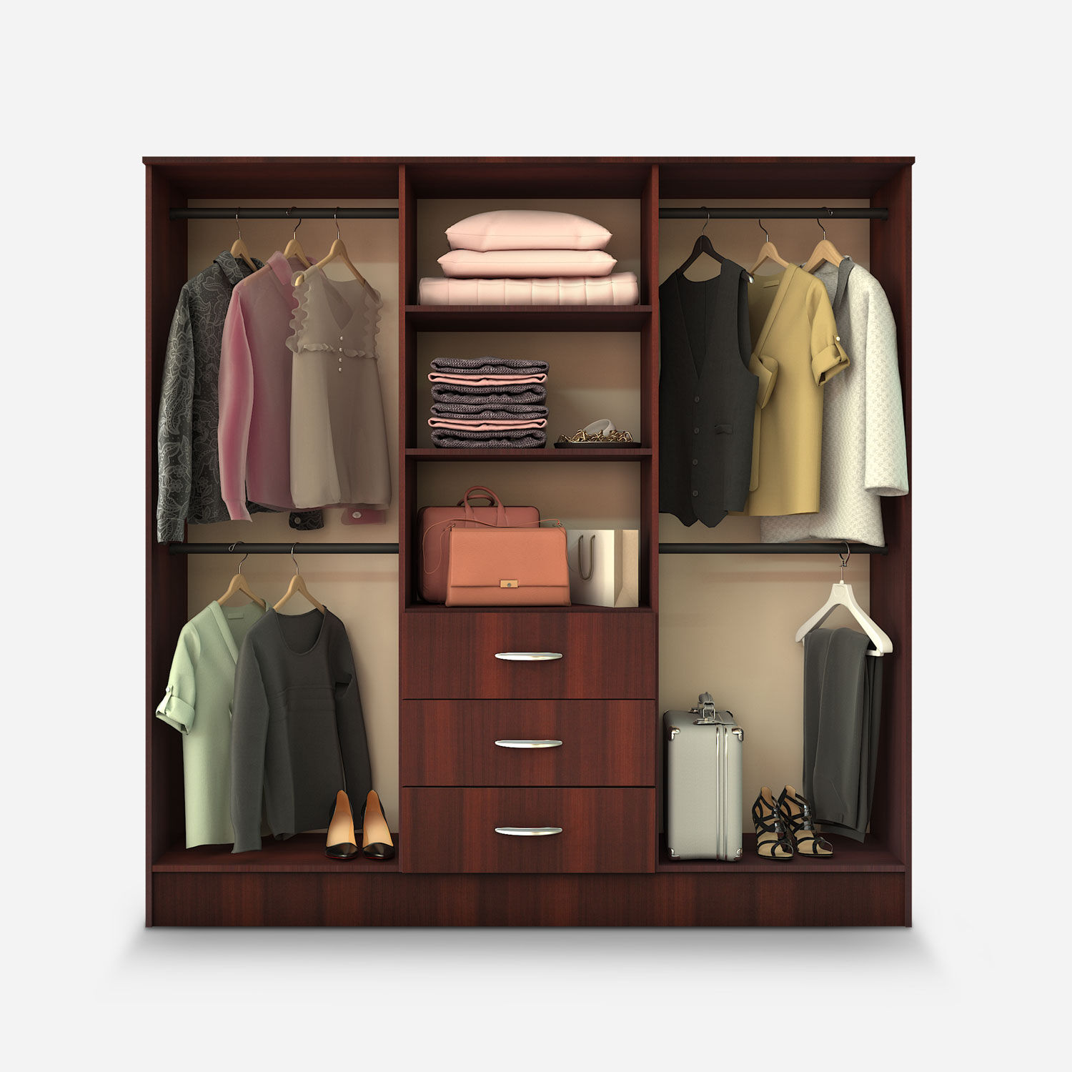 Cl&oacute;set 6 Puertas 3 Cajones Maipo Chocolate