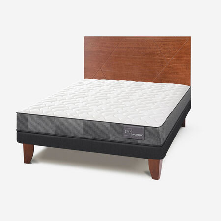 Cama Europea 2 Plazas Anatomic Base Normal + Respaldo Villarrica Caramel