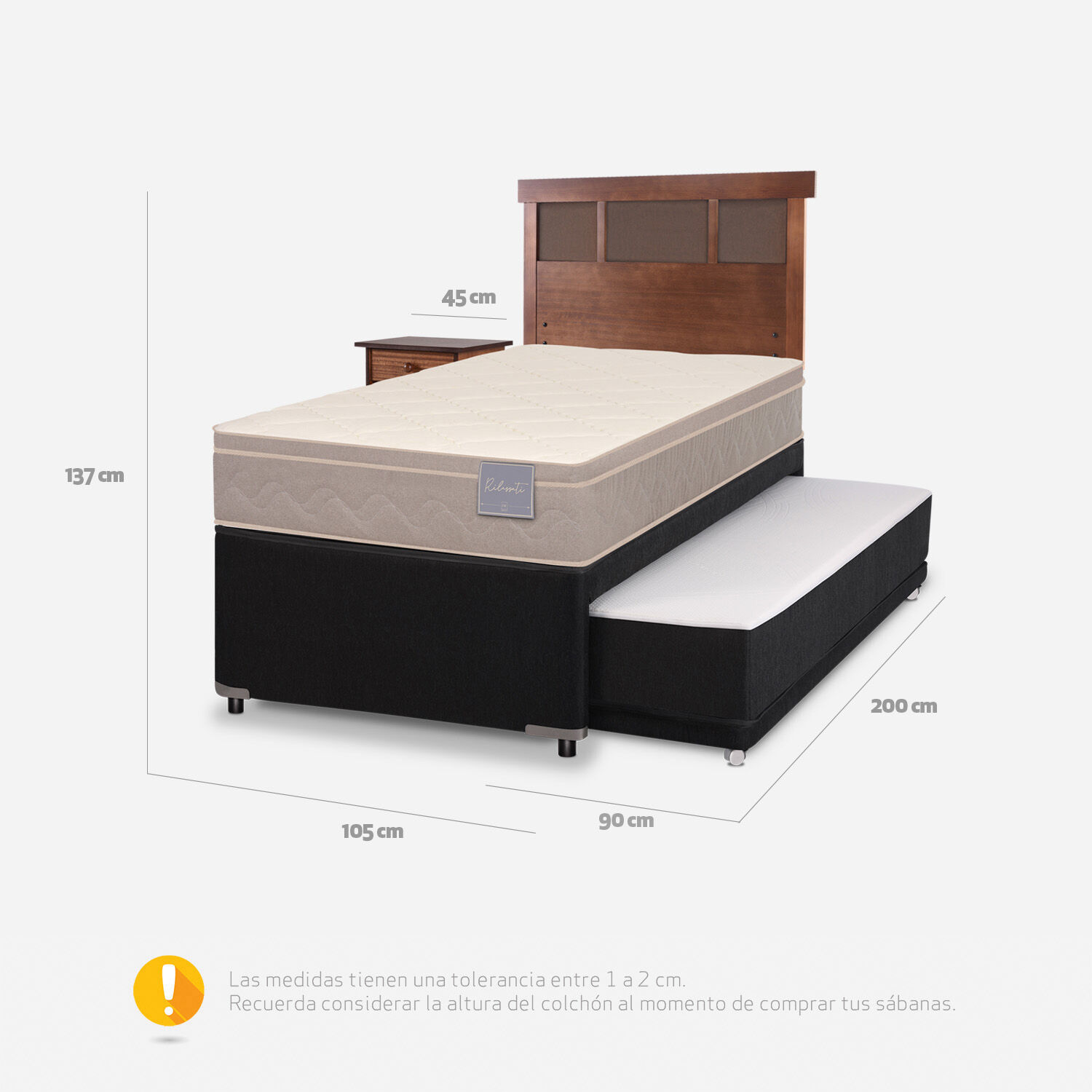 Cama Nido Div&aacute;n Rilassati + Set Dubl&iacute;n Caramel