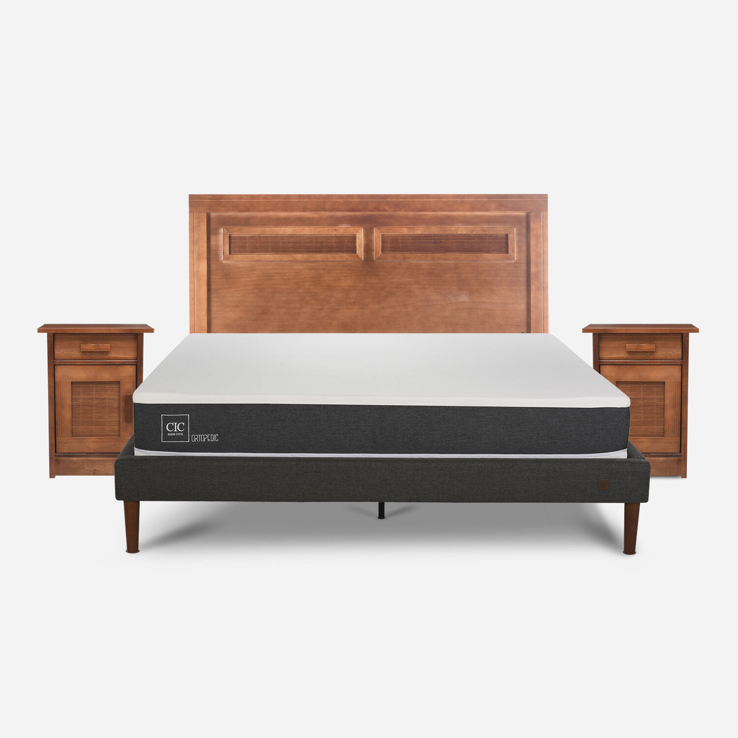 Cama Europea Curve 2 Plazas Ortopedic + Set Mil&aacute;n Caramel