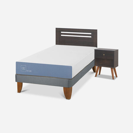 Cama Europea 1,5 Plazas Excellence + Set M&uacute;nich Gris