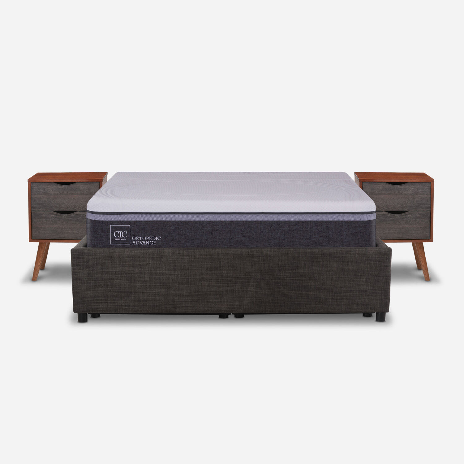 Cama Space Box 2 Plazas Ortopedic Advance + Velador N&iacute;ger