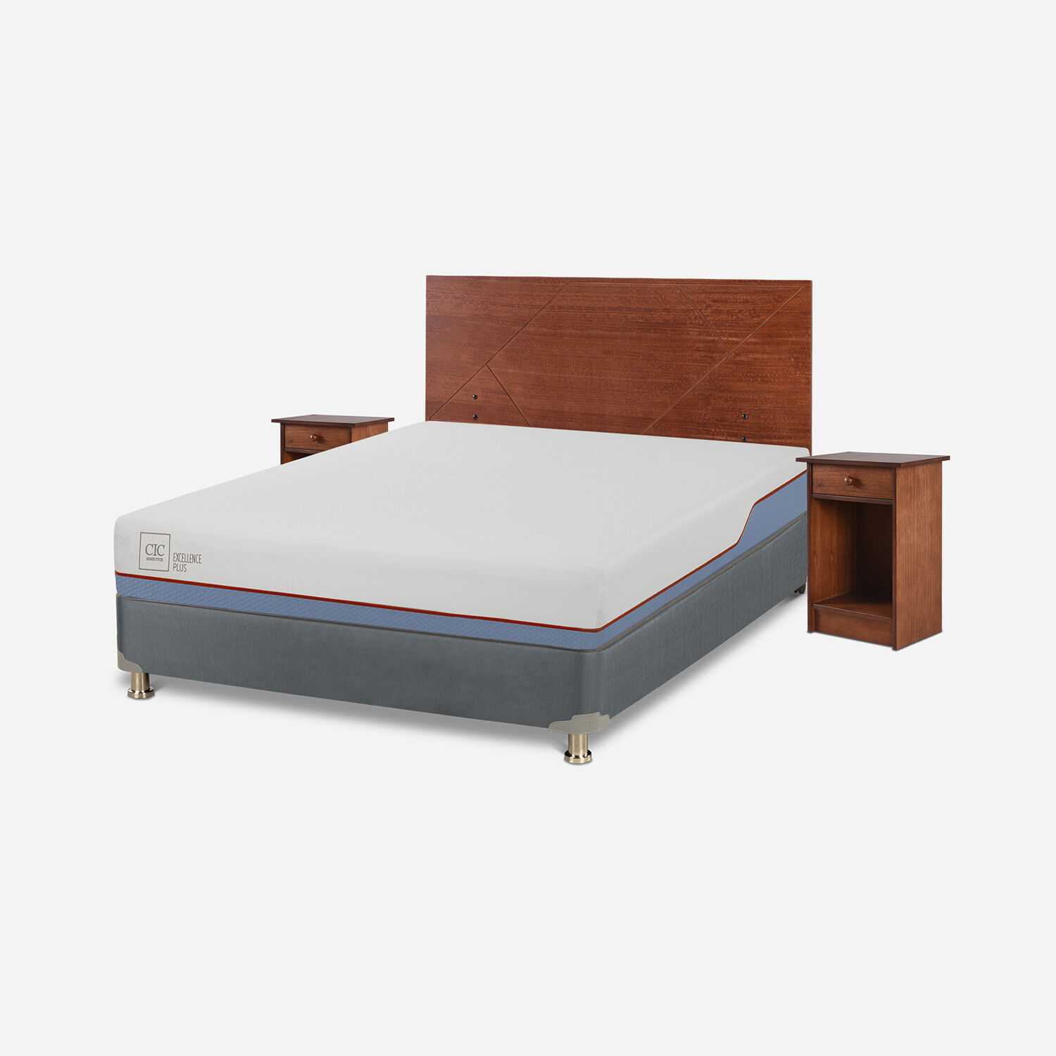 Cama Americana 2 Plazas Excellence Plus Base Dividida + Set Villarrica