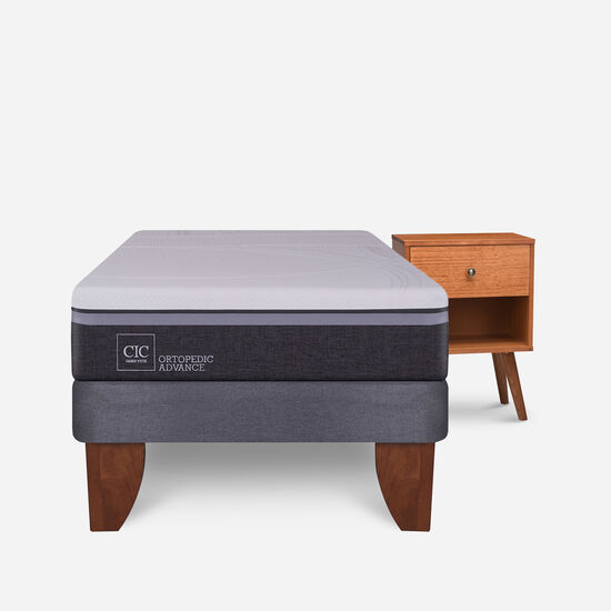 Cama Europea 1.5 Plazas Ortopedic Advance + Velador New Gales