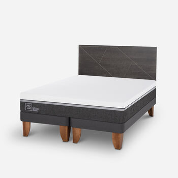 Cama Europea King Ortopedic Advance + Respaldo Villarrica Gris