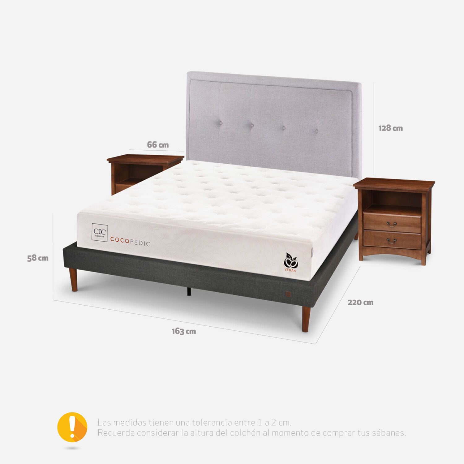 Cama Europea Curve 2 Plazas Cocopedic + Set Ganges