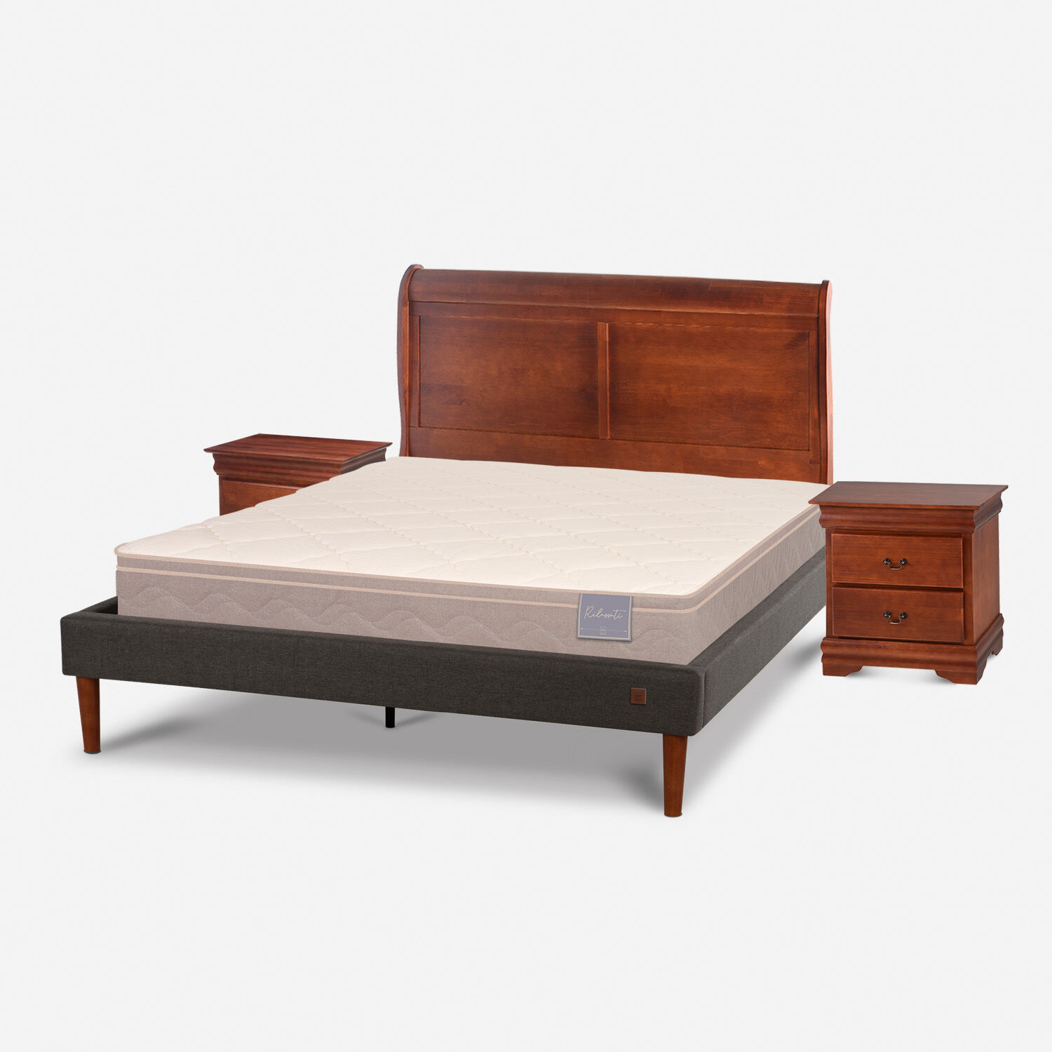 Cama Europea Curve 2 Plazas Rilassati + Set Miro