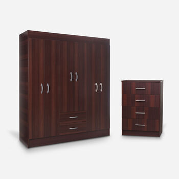 Clóset 6 Puertas 2 Cajones Trancura Chocolate + Cómoda Cajonera Fénix Chocolate
