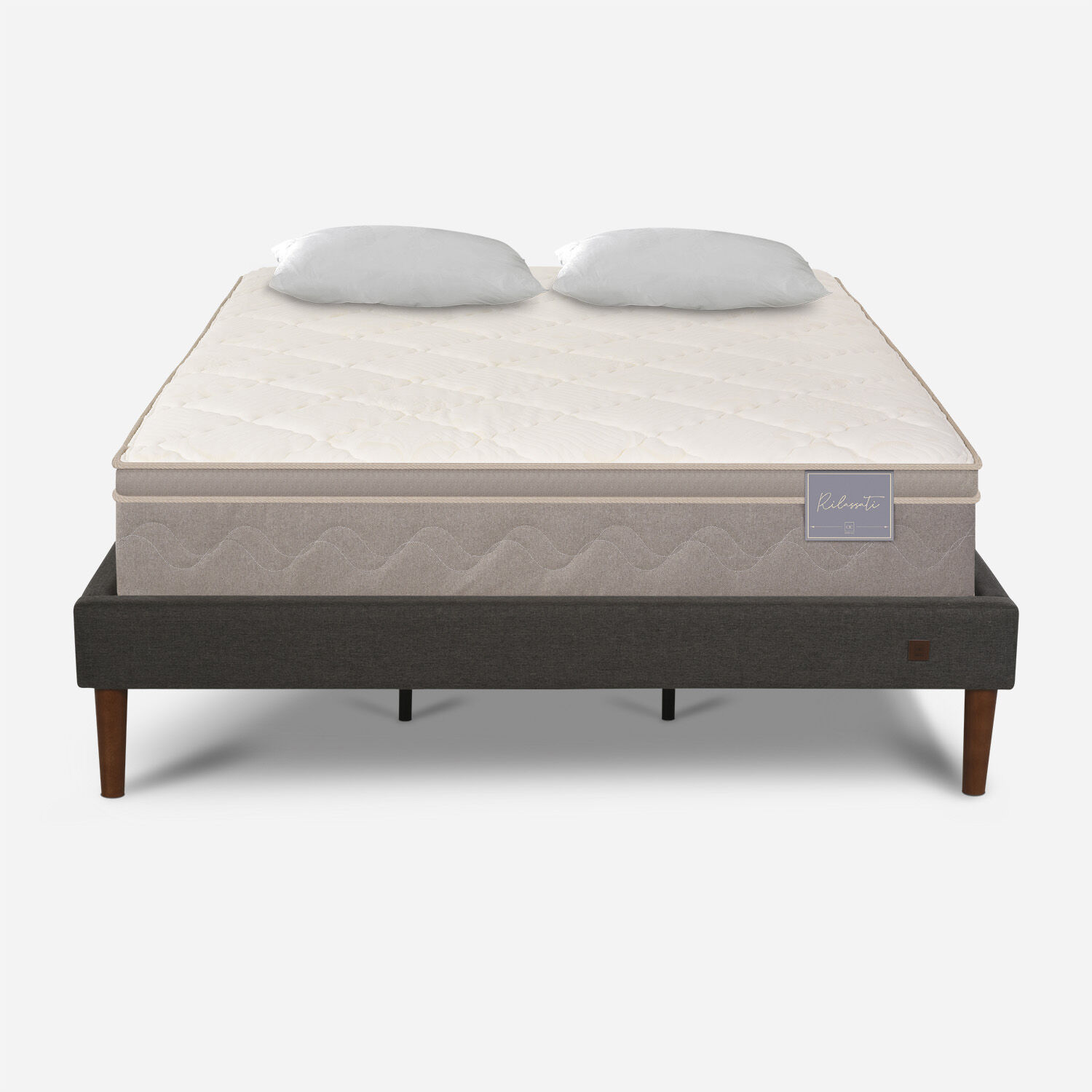 Cama Europea Curve King Rilassati + Almohadas Viscoel&aacute;sticas