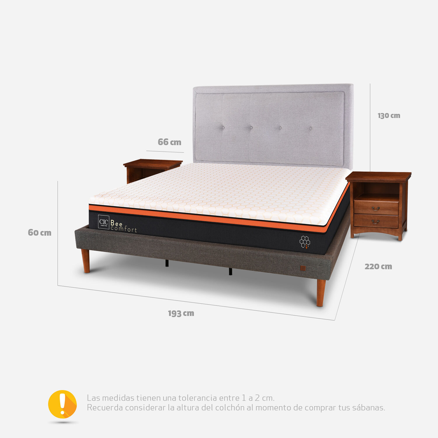 Cama Europea Curve King Bee Comfort + Set Ganges