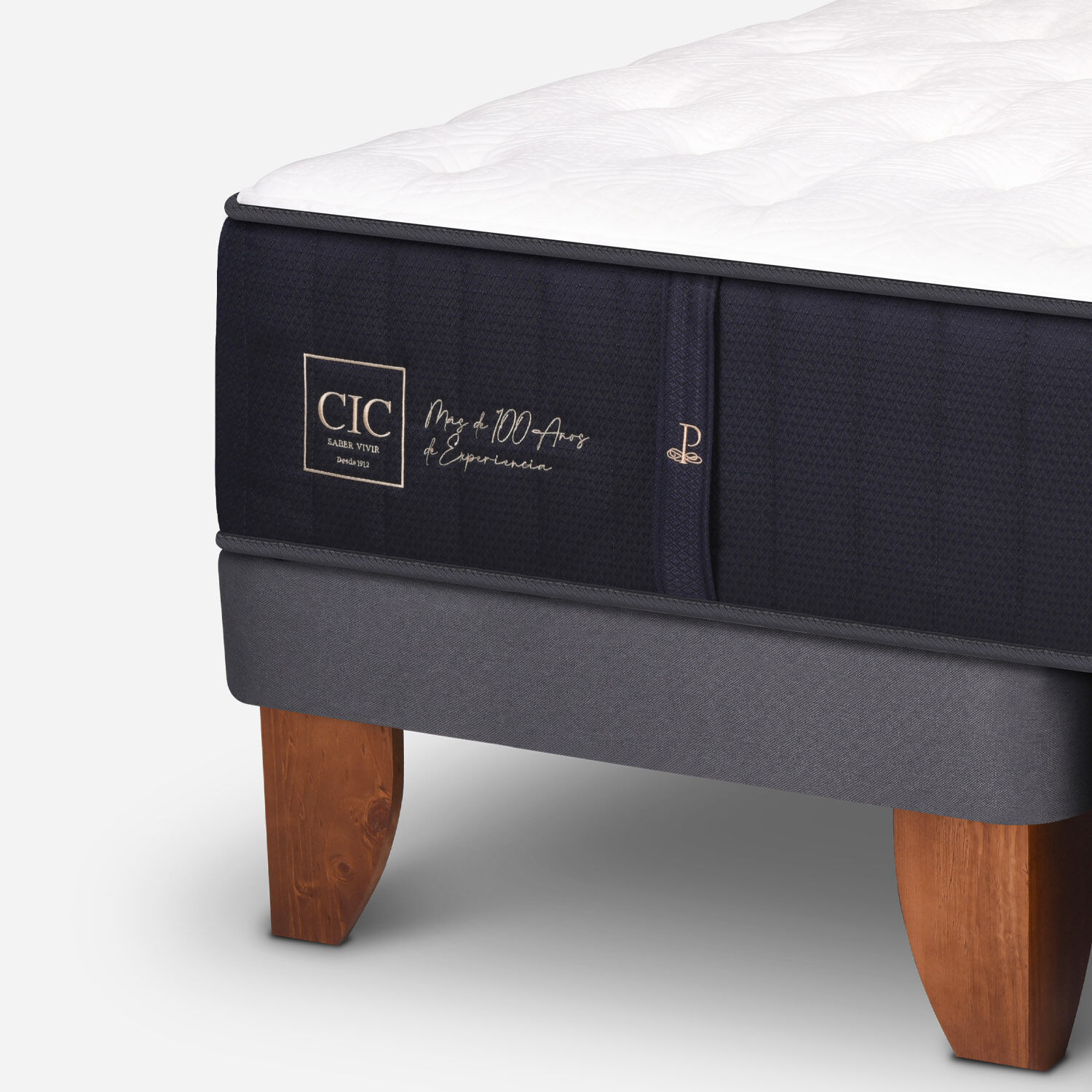 Cama Europea King Premium + Respaldo Villarrica Gris