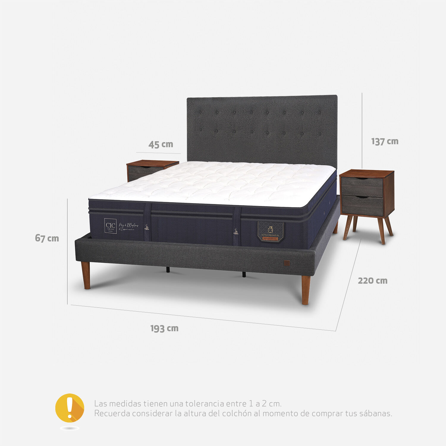 Cama Europea Curve King Super Premium + Set &Eacute;ufrates