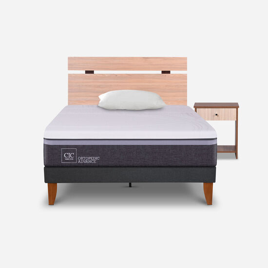 Cama Europea Curve 1.5 Plazas Ortopedic Advance + Set Set Olmo 