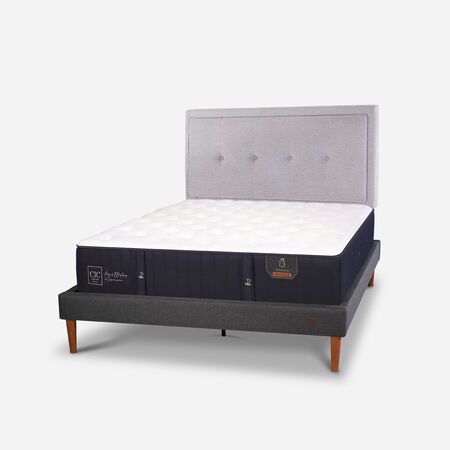 Cama Europea Curve 2 Plazas Premium + Respaldo Ganges