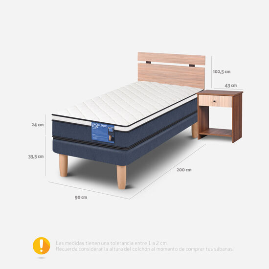 Cama Europea 1 Plaza Excellence Plus + Set Olmo