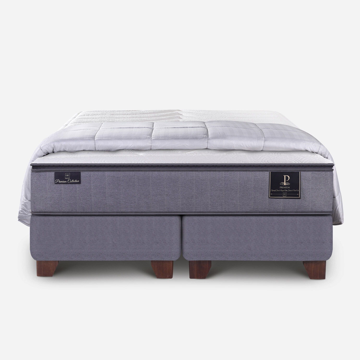 Box Spring 2 Plazas Premium Base Dividida + Plum&oacute;n