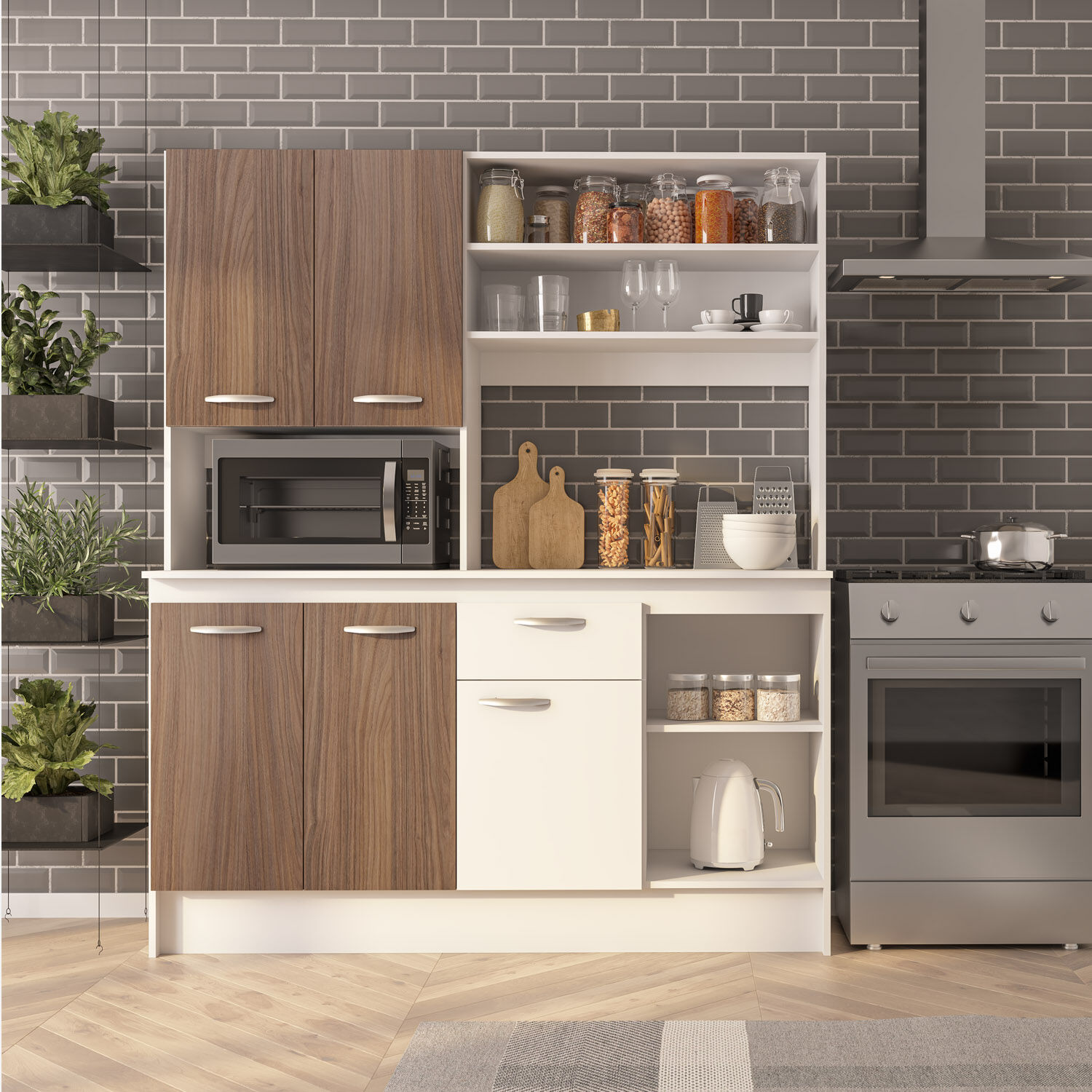 Mueble de Cocina 5 Puertas 1 Caj&oacute;n Paula 150x180x45 Cm