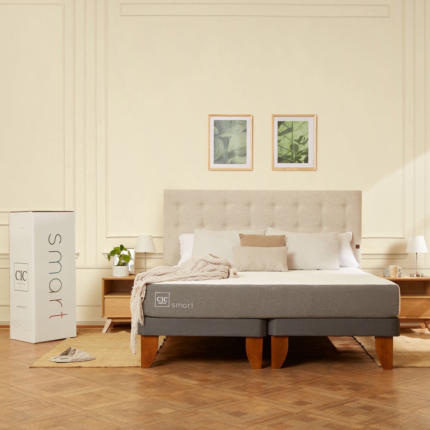 Cama Europea 1.5 Plazas Smart + Respaldo Dublín Alpino