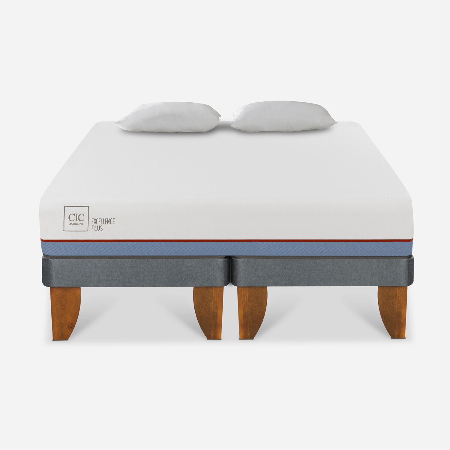 Cama Europea 2 Plazas Excellence Plus Base Dividida + Almohadas