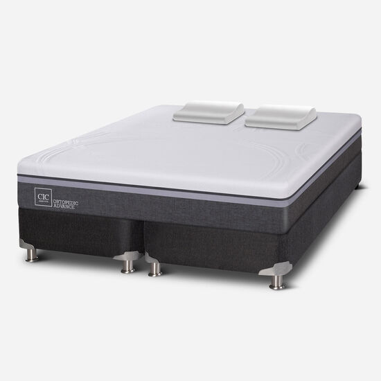 Box Spring King Ortopedic Advance 5 Zonas + Almohadas Viscoelásticas