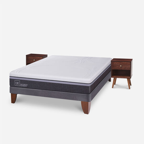 Cama Europea 2 Plazas Base Normal Ortopedic Advance + Veladores Múnich