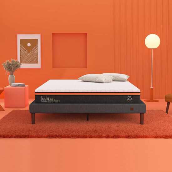 Cama Europea Curve King Bee Comfort + Respaldo Éufrates