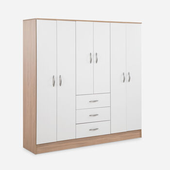 Cl&oacute;set Maipo 6 Puertas 3 Cajones Olmo Blanco
