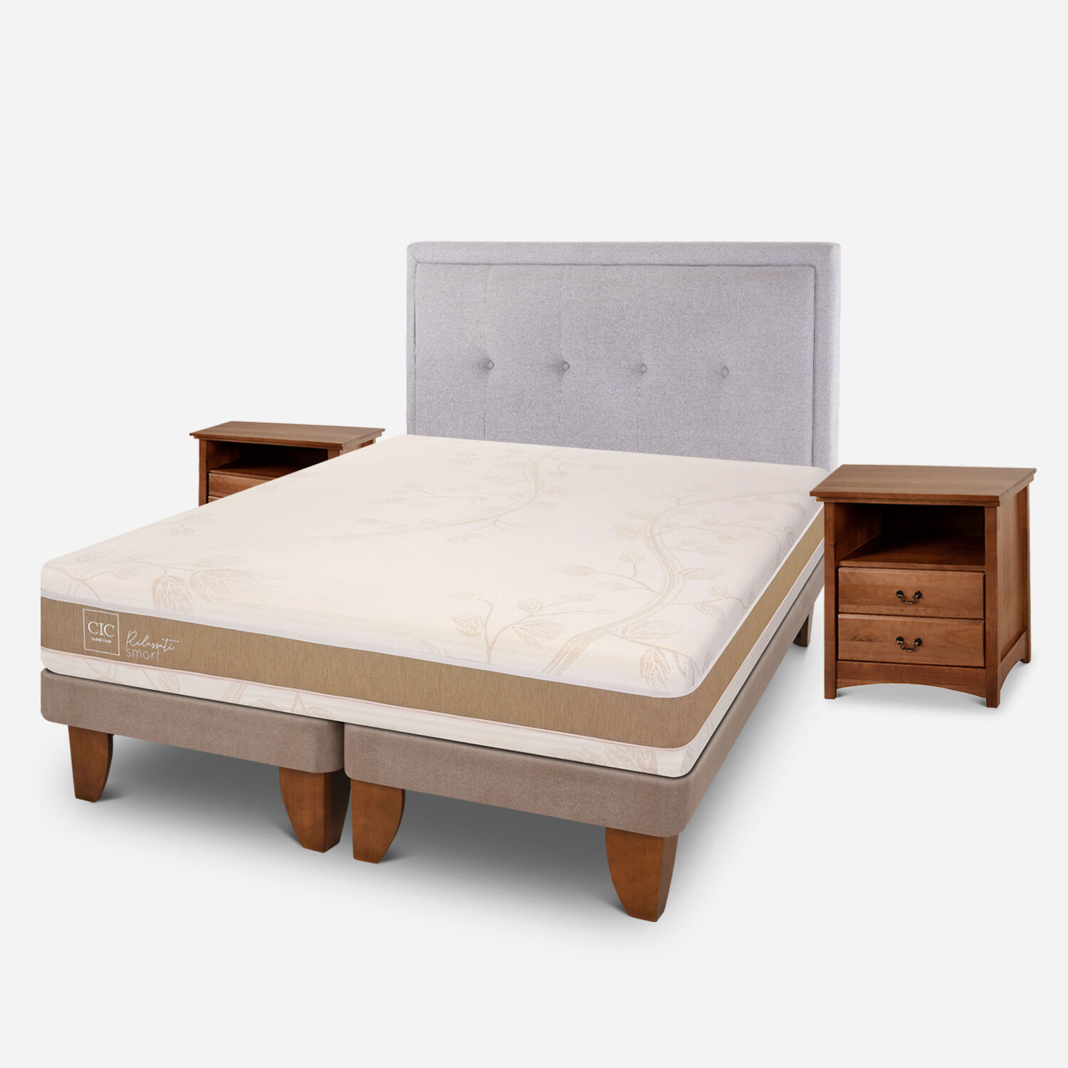 Cama Europea 2 Plazas Rilassati Infinity Base Dividida + Set Ganges