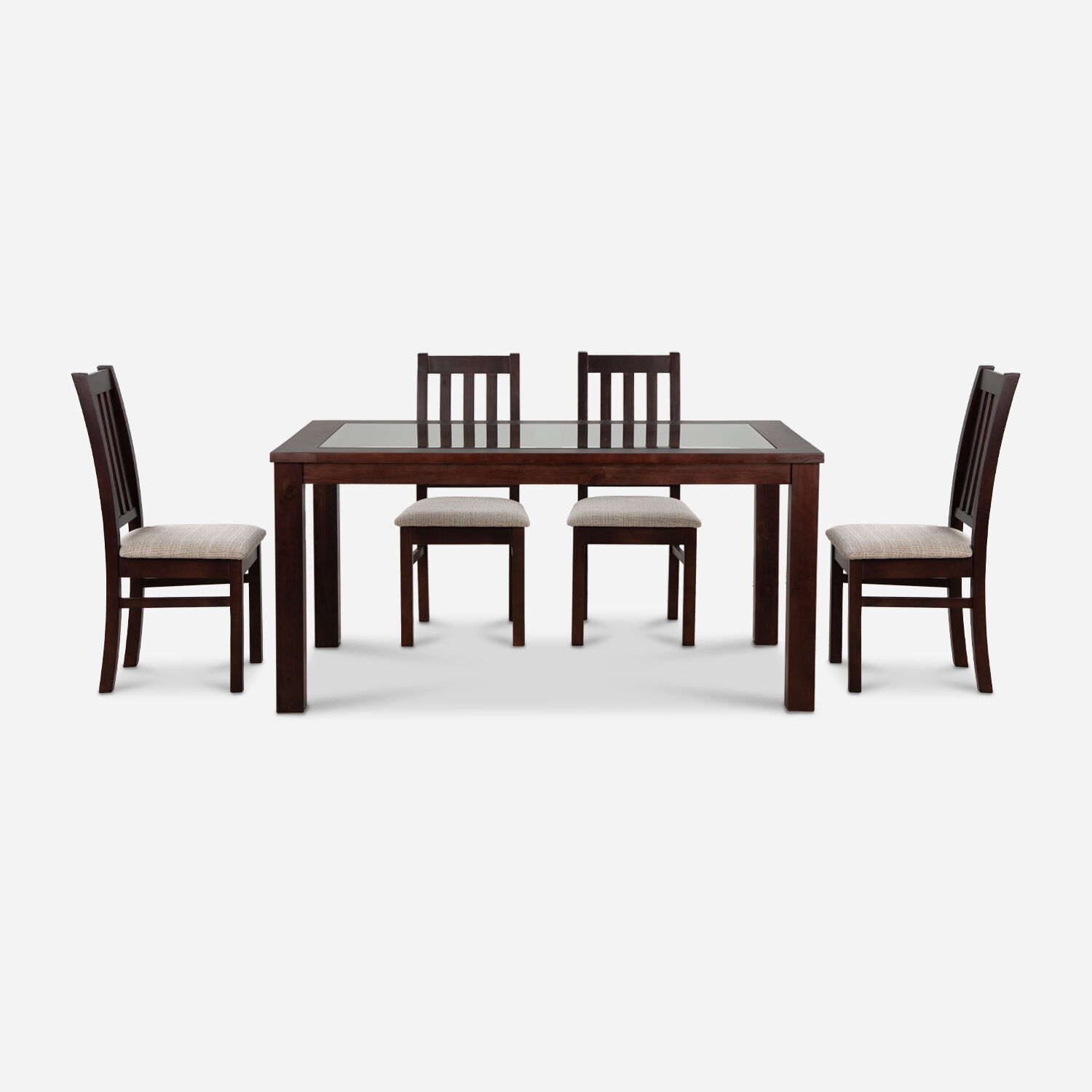 Comedor de Vidrio 6 Sillas &Ntilde;uble Chocolate - Beige