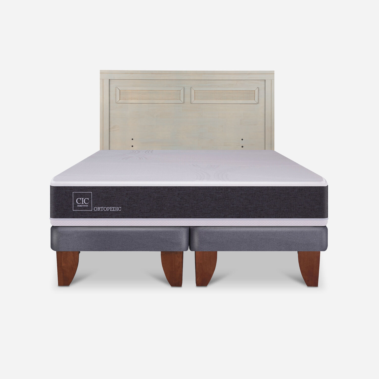 Cama Europea 2 Plazas Ortopedic Base Dividida + Respaldo Milán Alpino