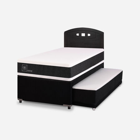 Cama Nido Diván Ortopedic + Respaldo Gales Negro