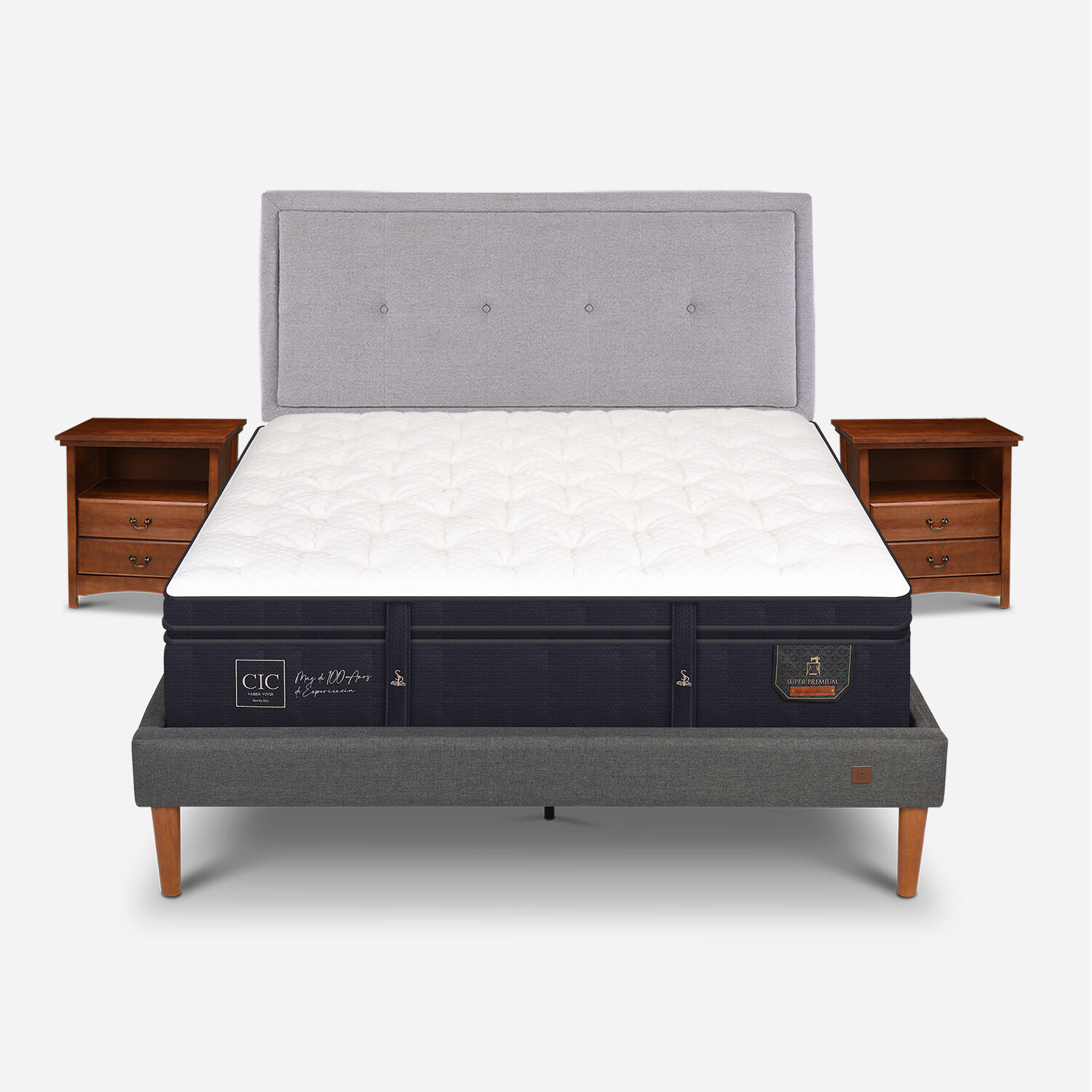 Cama Europea Curve 2 Plazas Super Premium + Set Ganges