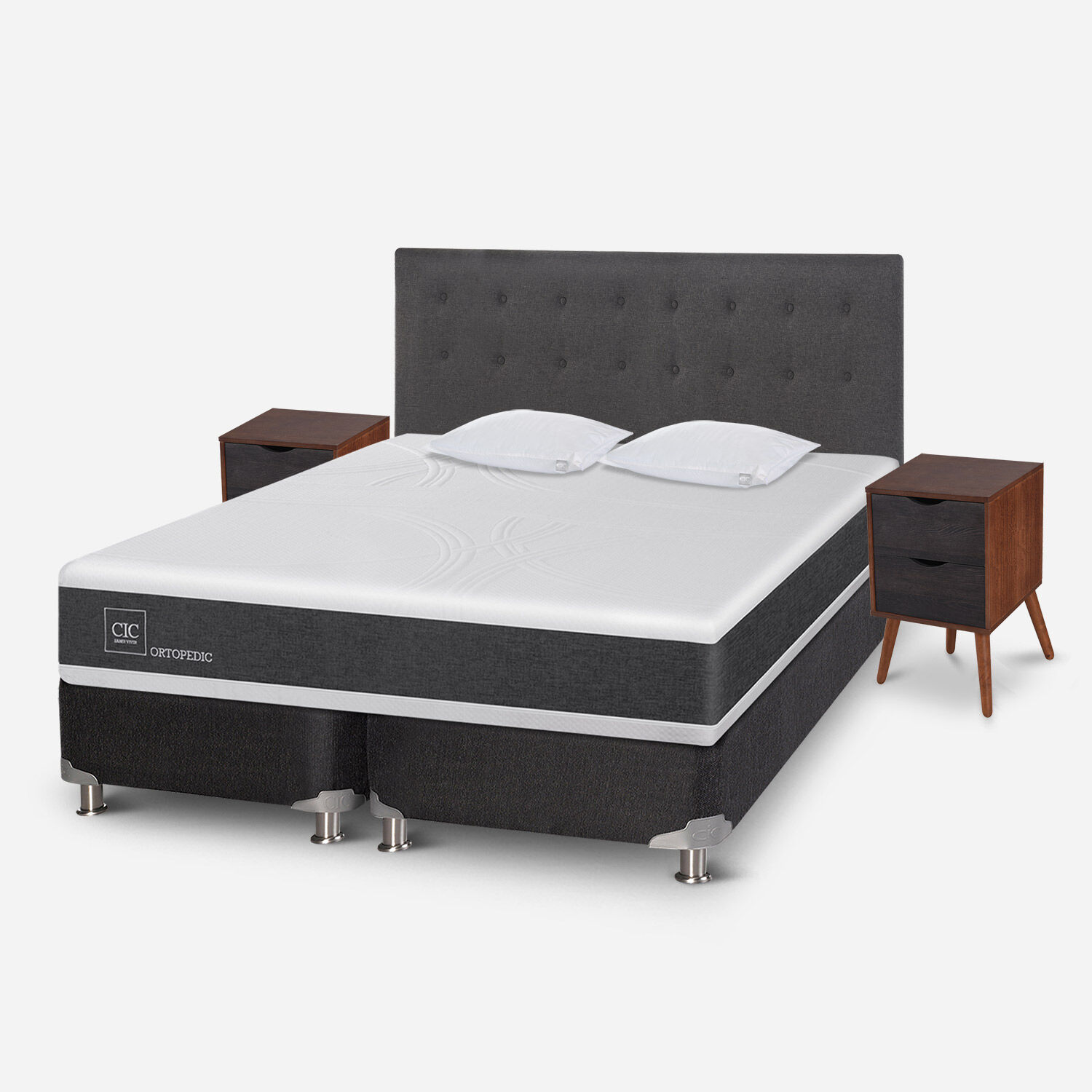 Box Spring King Ortopedic 5 Zonas + Almohadas Viscoel&aacute;sticas + Set &Eacute;ufrates