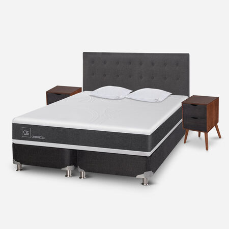 Box Spring King Ortopedic 5 Zonas + Almohadas Viscoel&aacute;sticas + Set &Eacute;ufrates