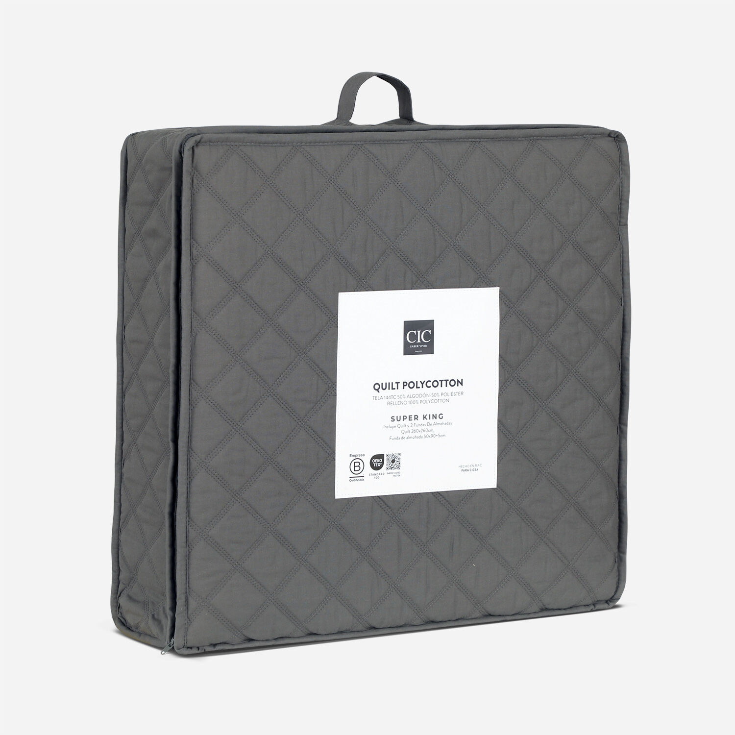 Quilt Super King Polycotton Gris