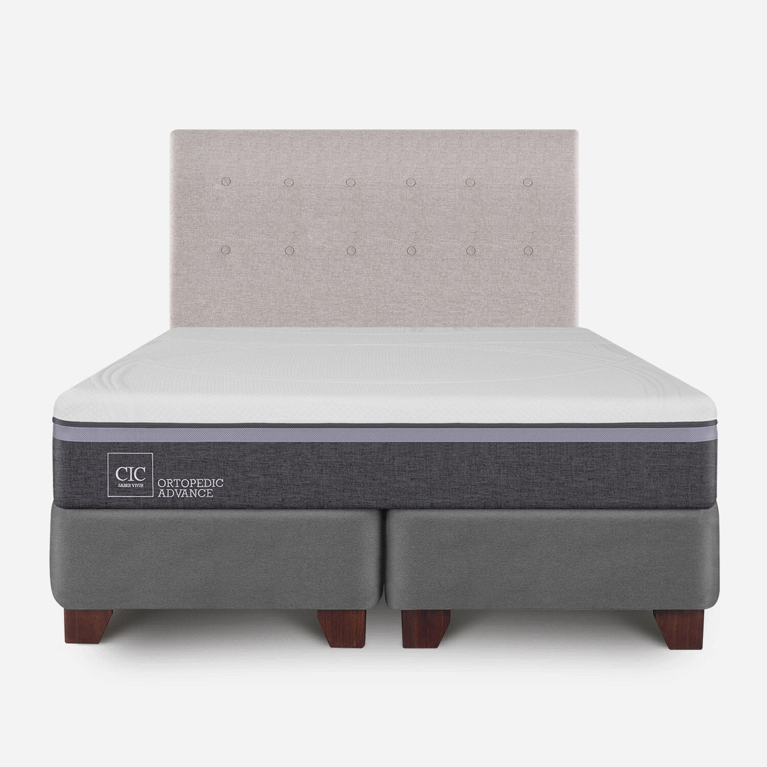Box Spring 2 Plazas Ortopedic Base Dividida + Respaldo Tigris